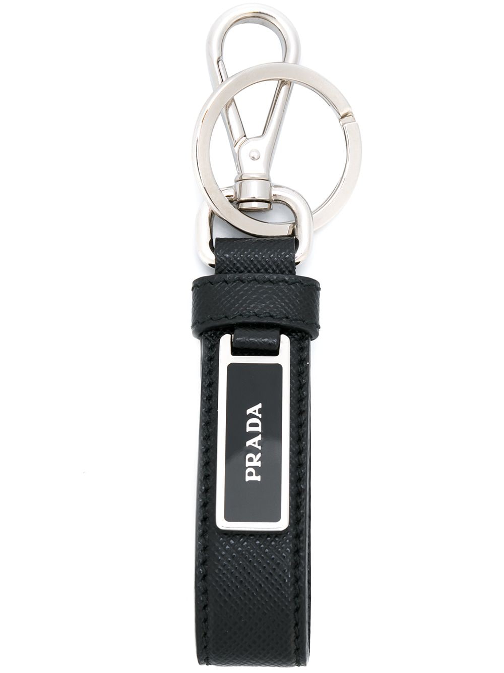 Prada robot-motif leather keychain - Black von Prada
