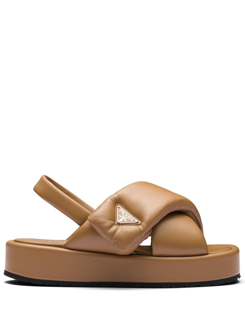 Prada triangle-logo padded sandals - Brown von Prada