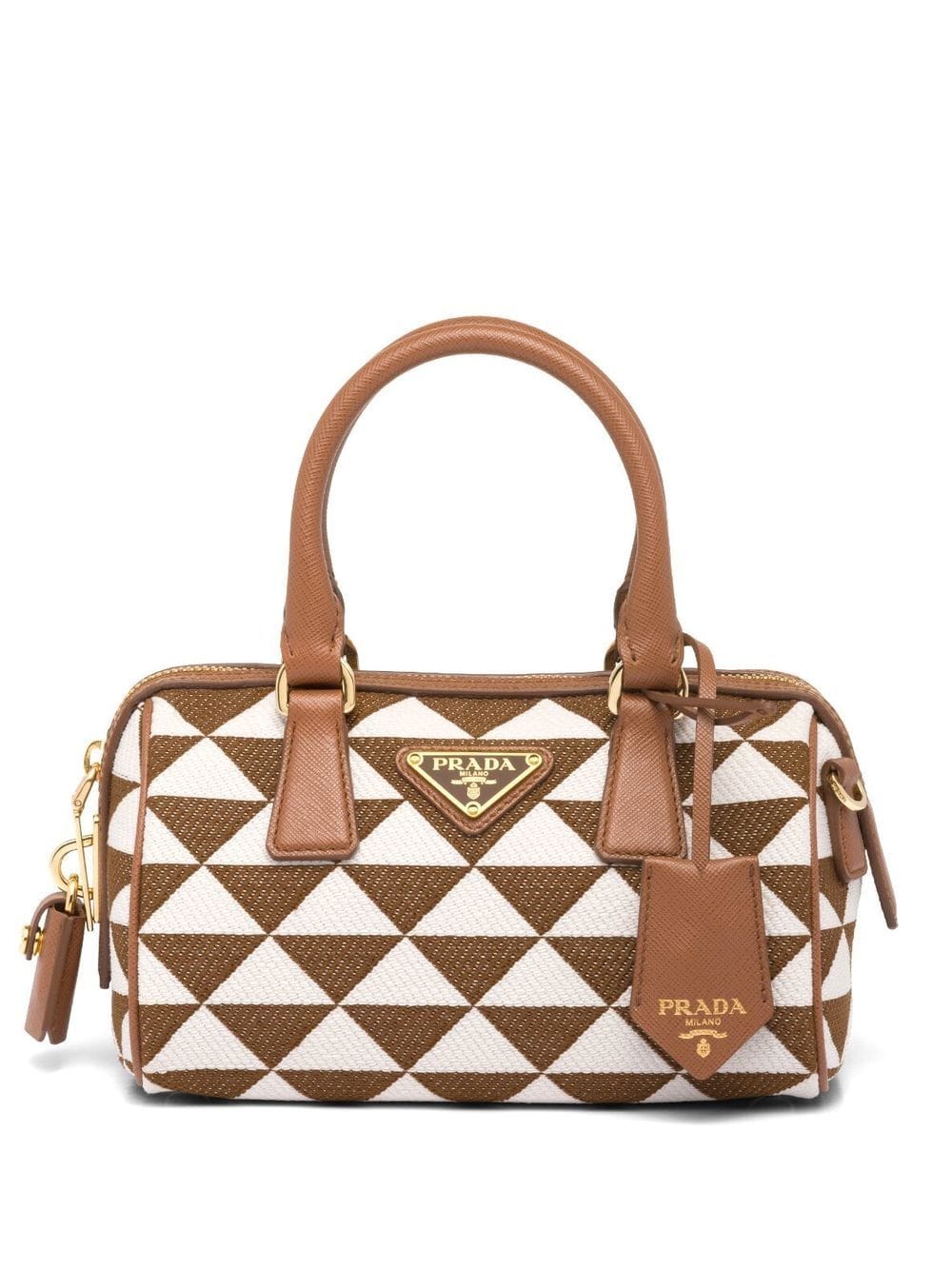 Prada Symbole embroidered top-handle bag - Brown von Prada