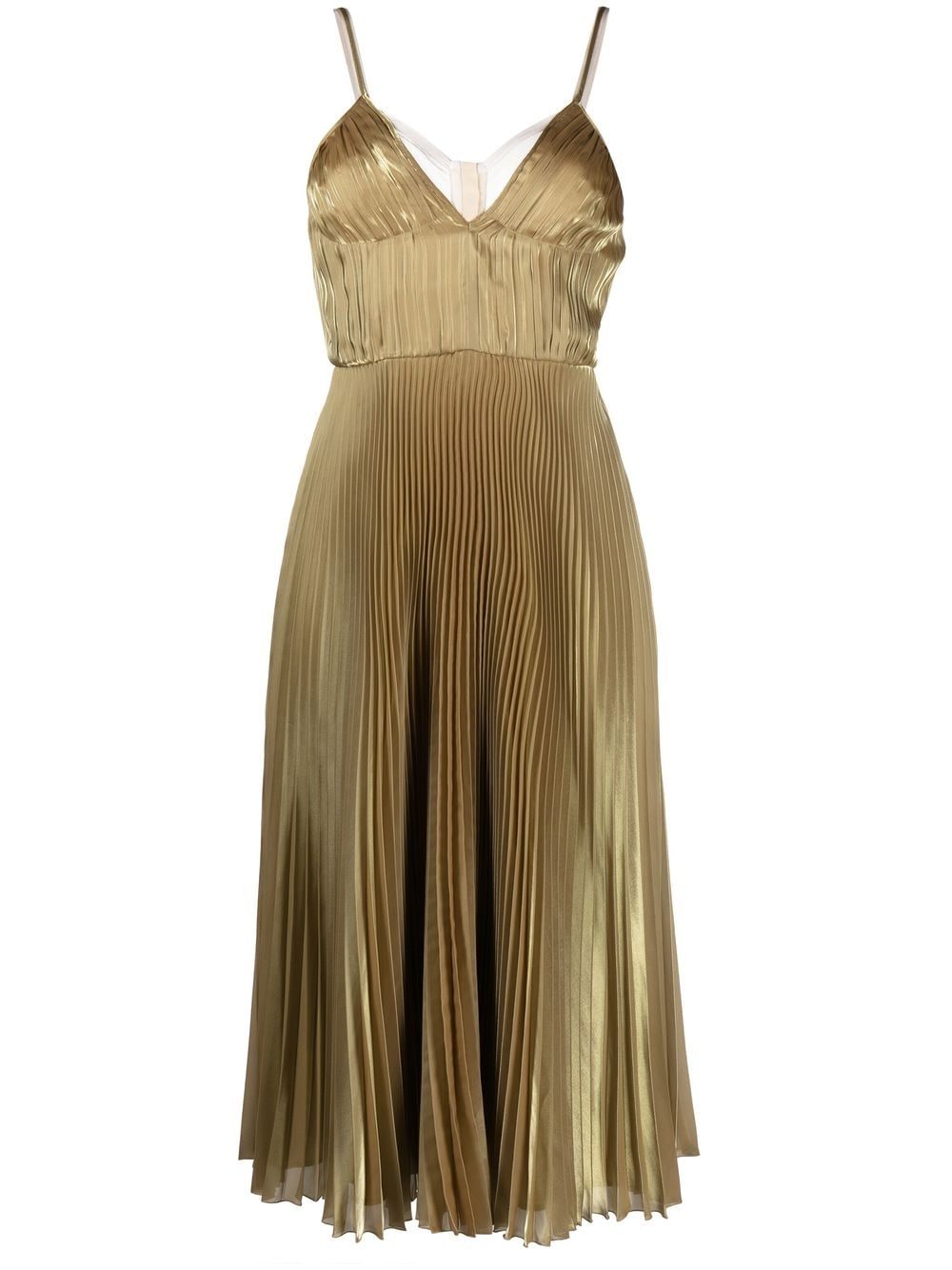 Prada Technical Voile pleated midi dress - Gold von Prada