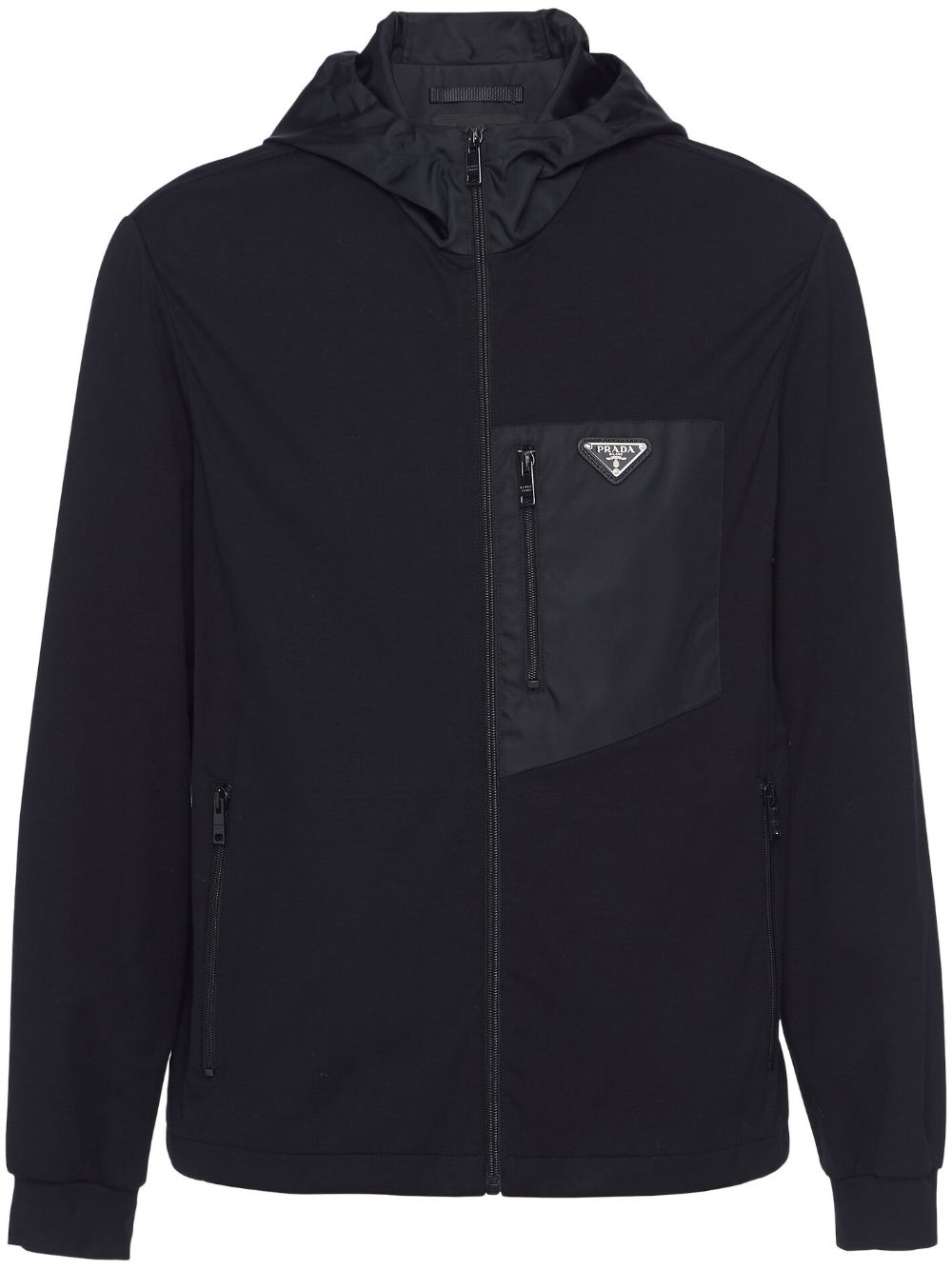Prada panelled hooded jacket - Black von Prada
