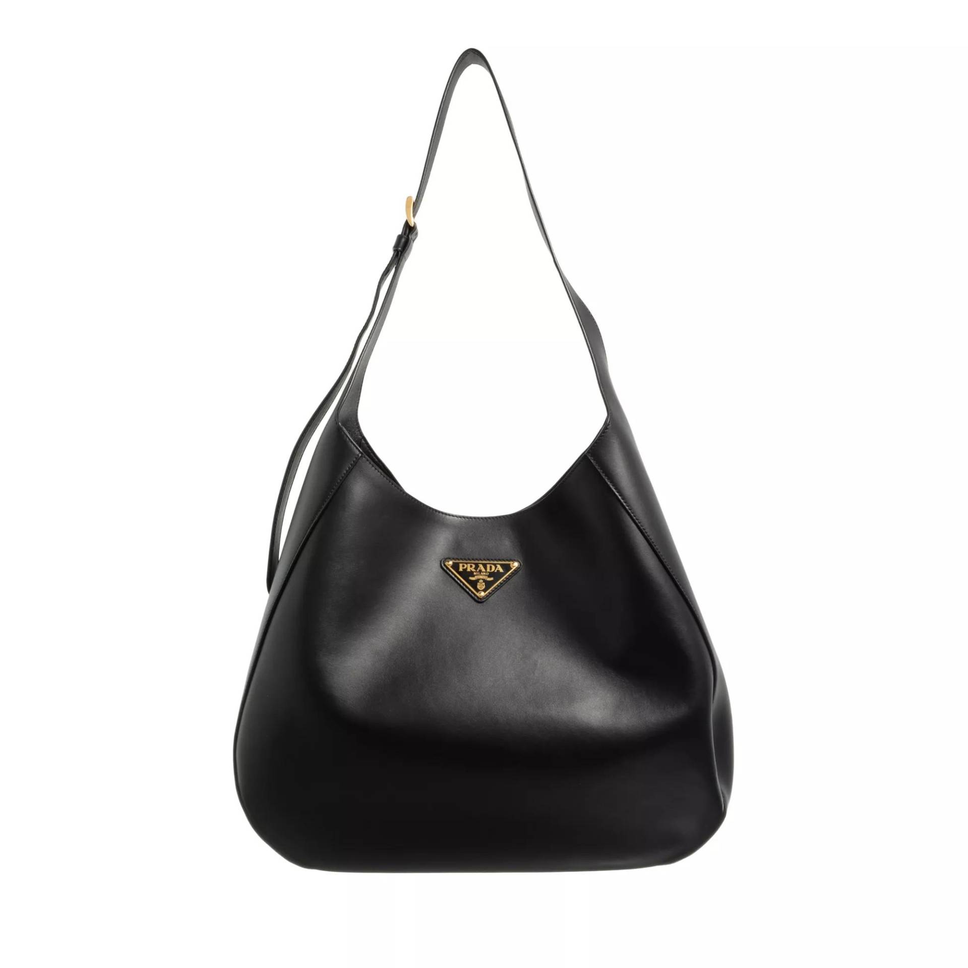 Prada Umhängetasche - Large Leather Shoulder Bag With Topstitching - Gr. unisize - in Schwarz - für Damen von Prada