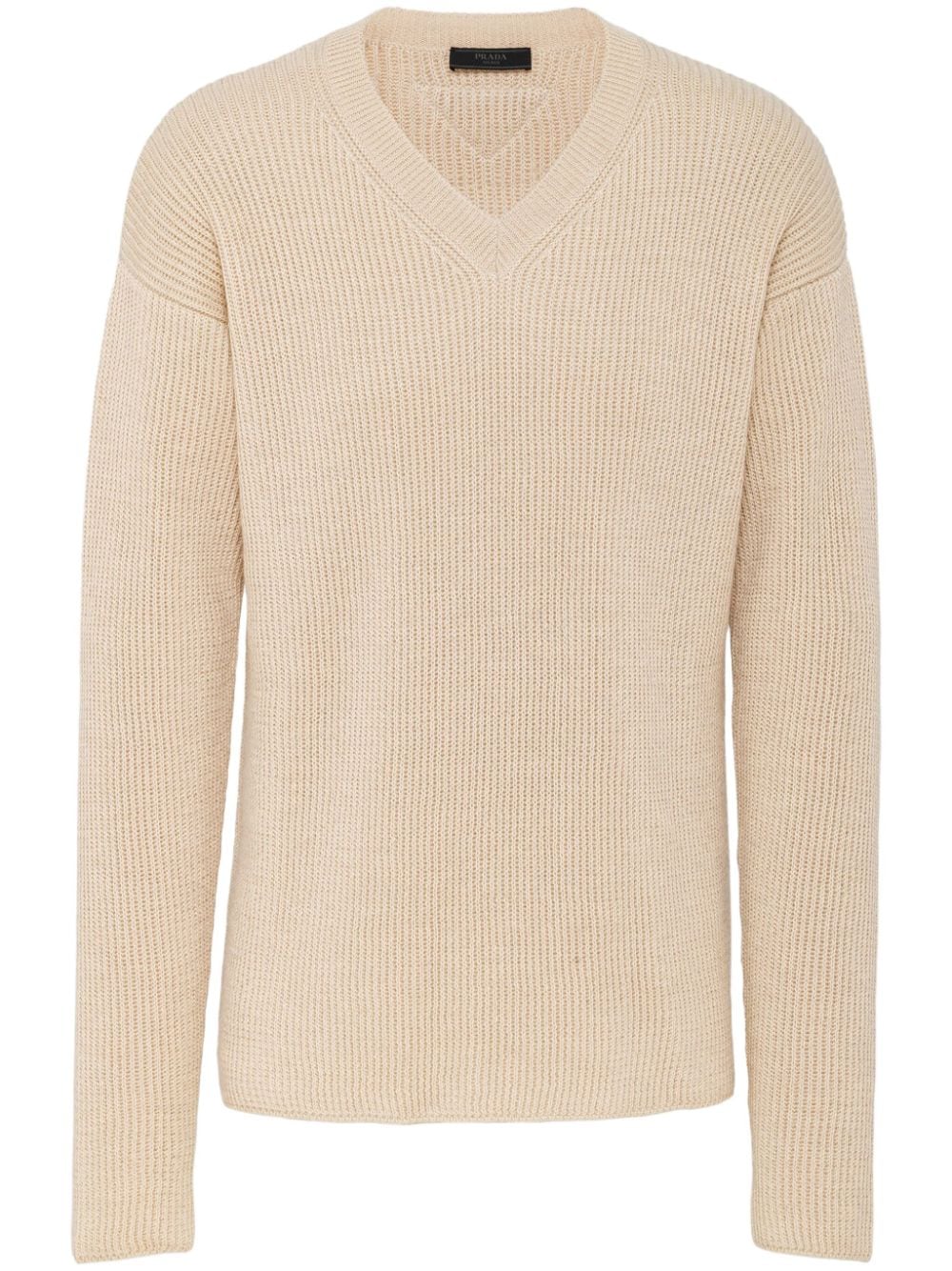 Prada V-neck ribbed jumper - Neutrals von Prada