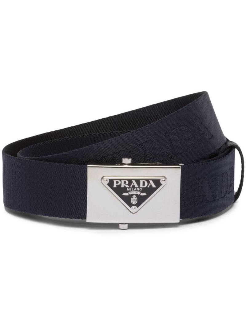 Prada triangle-logo woven belt - Blue von Prada