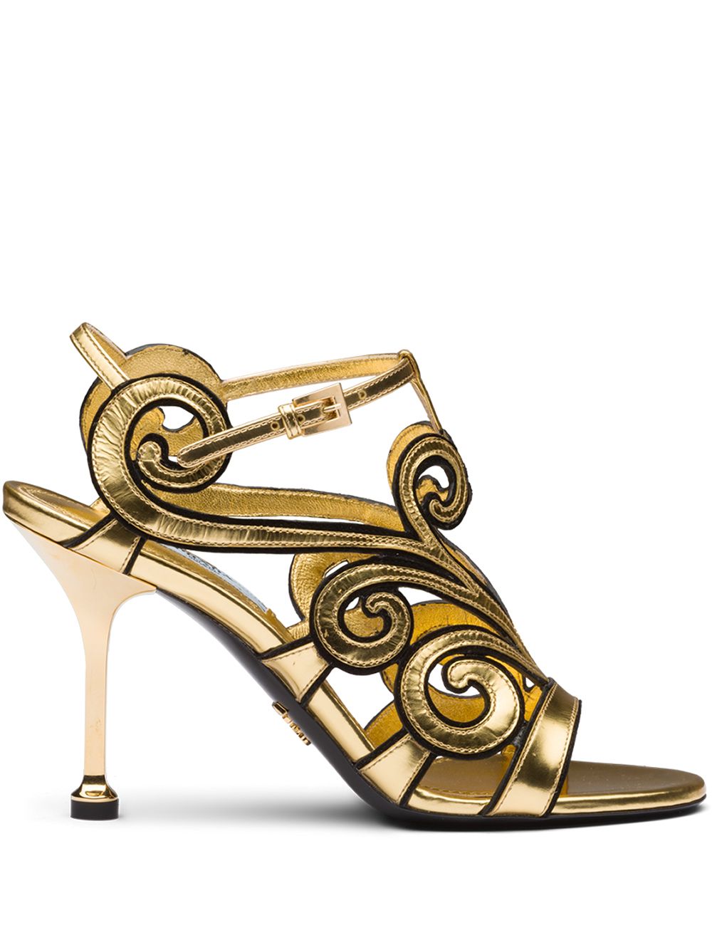 Prada baroque-style ankle strap sandals - Gold von Prada