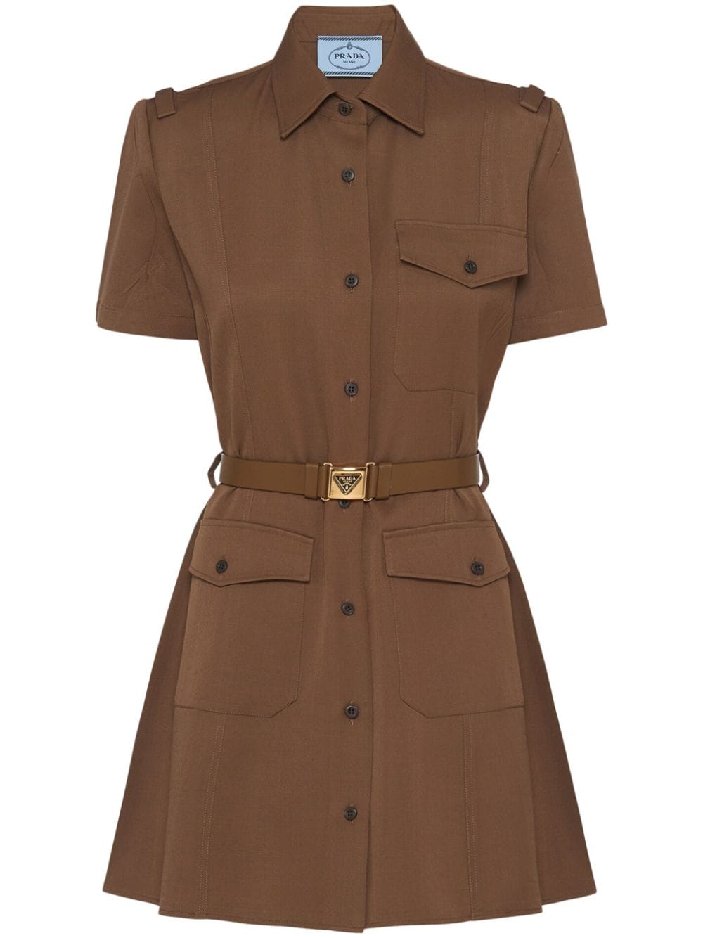 Prada belted gabardine minidress - Brown von Prada