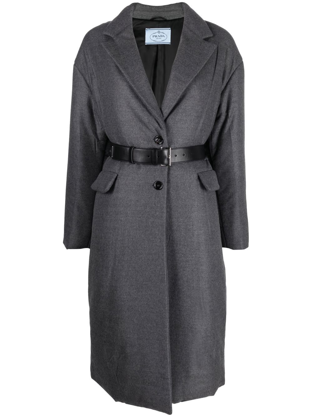 Prada belted wool-cashmere coat - Grey von Prada