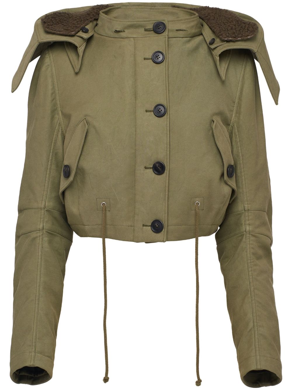 Prada button-up cropped hooded jacket - Green von Prada