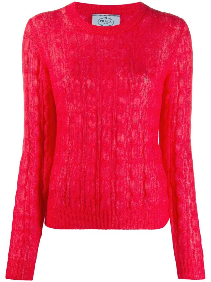 Prada cable-knit round neck jumper - Red von Prada