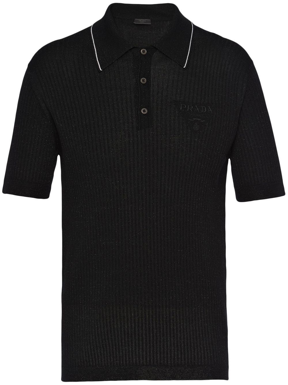 Prada cashmere and lamé polo shirt - Black von Prada