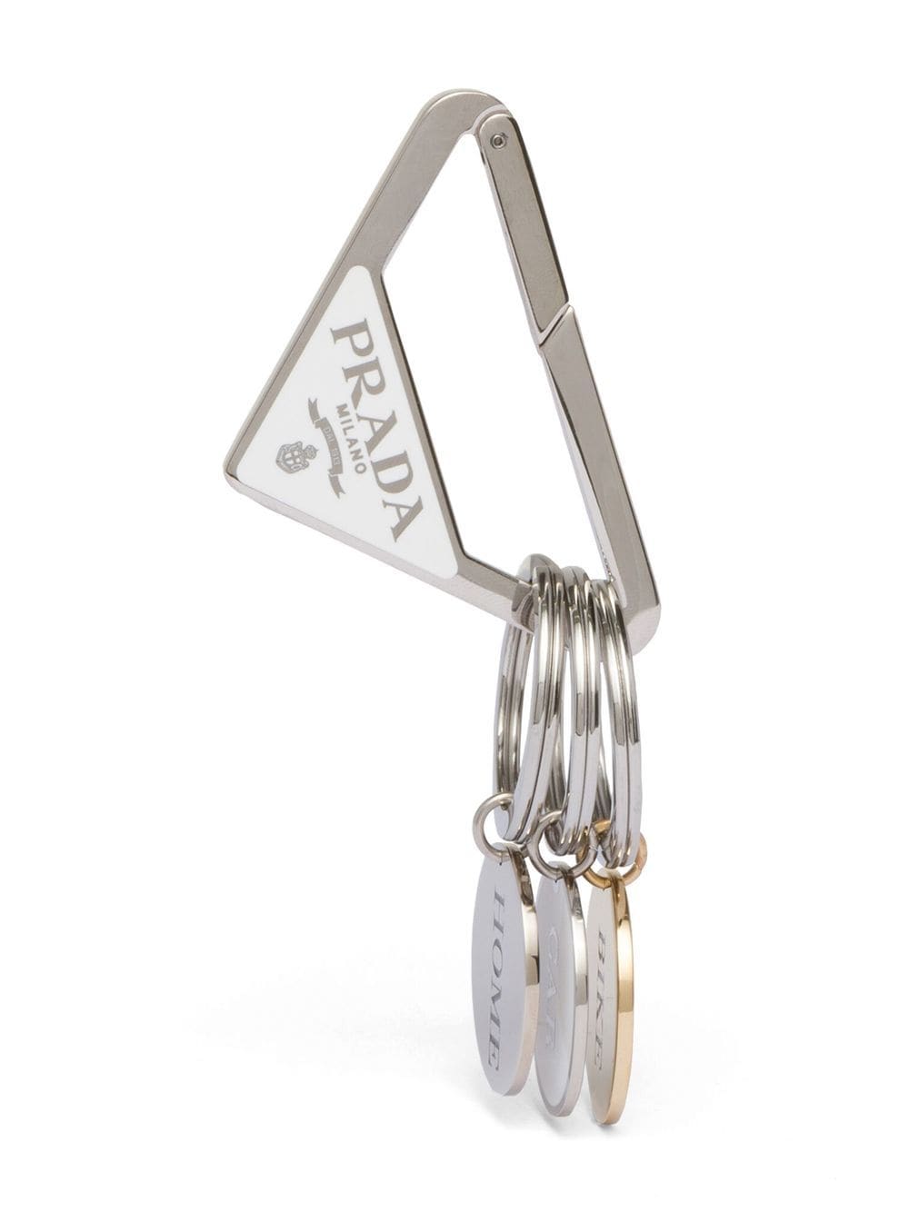Prada charm-detail triangle keyring - Silver von Prada
