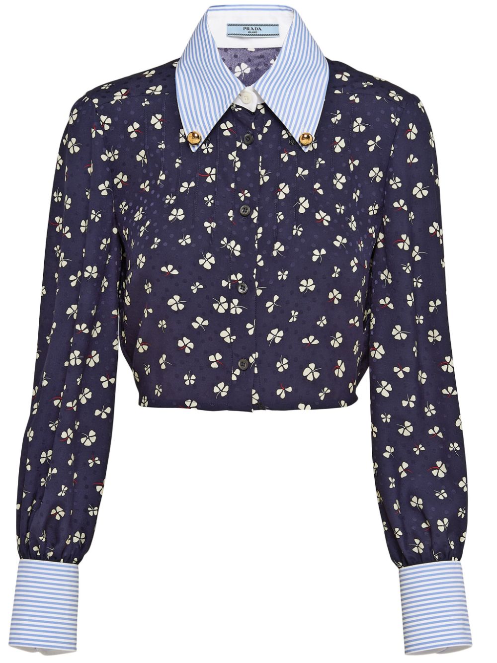 Prada clover-print silk shirt - Blue von Prada