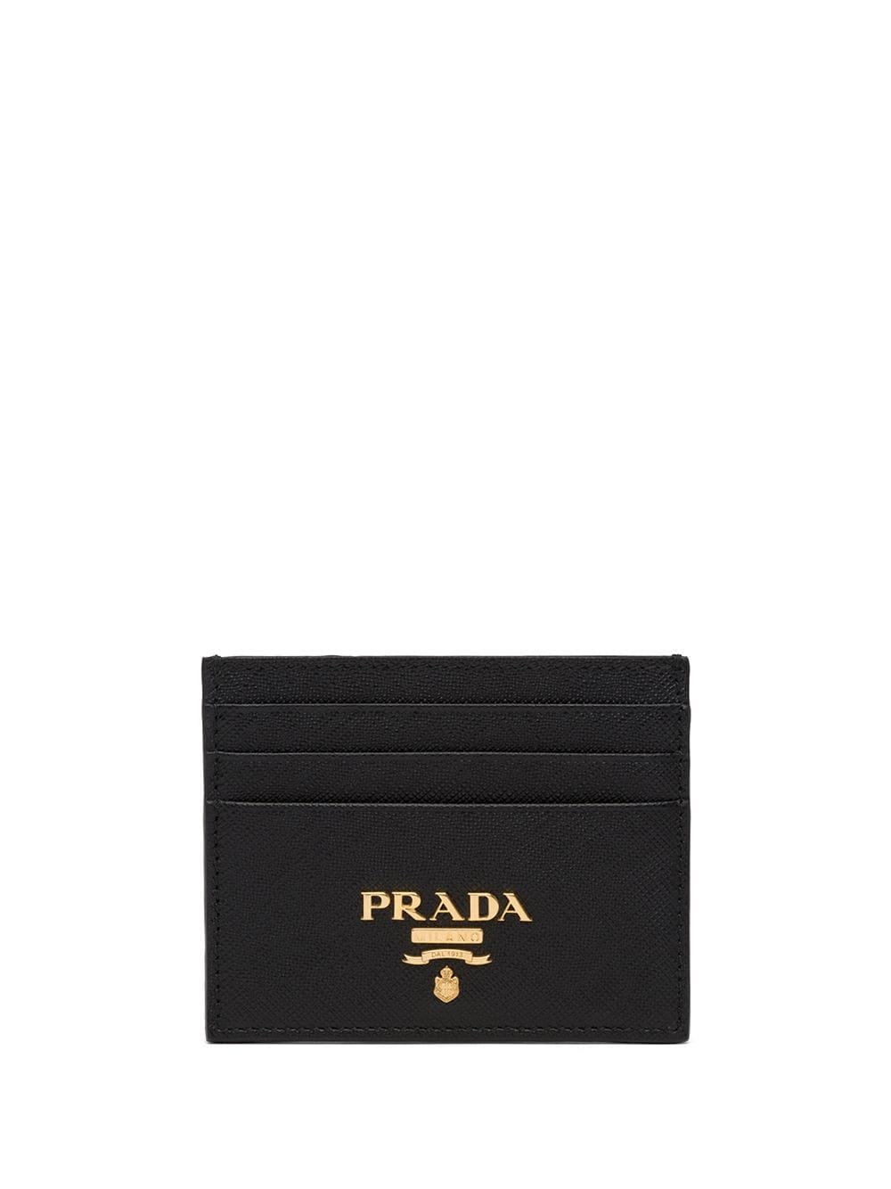 Prada compact front logo cardholder - Black von Prada