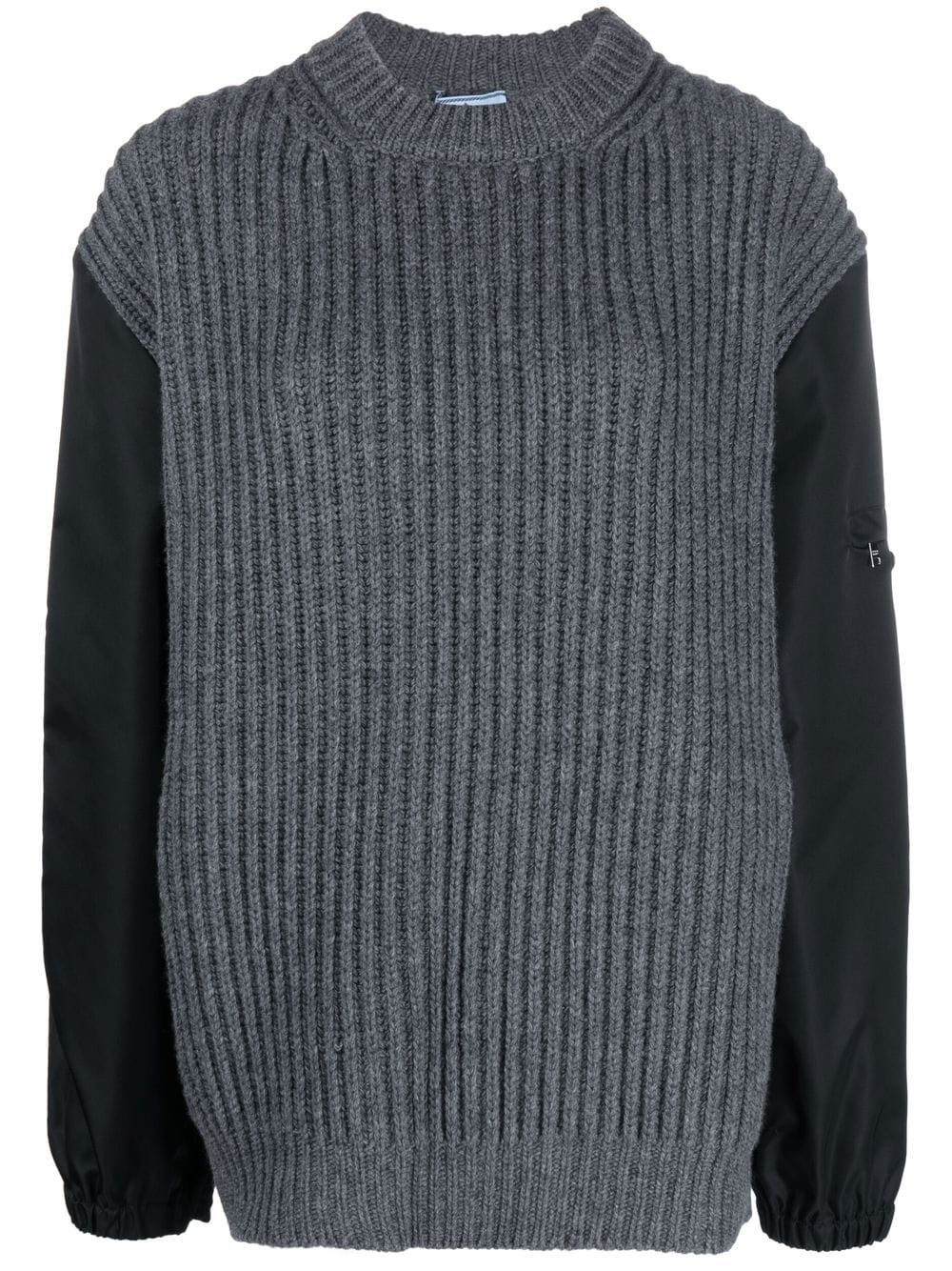 Prada contrast-sleeve ribbed-knit jumper - Grey von Prada