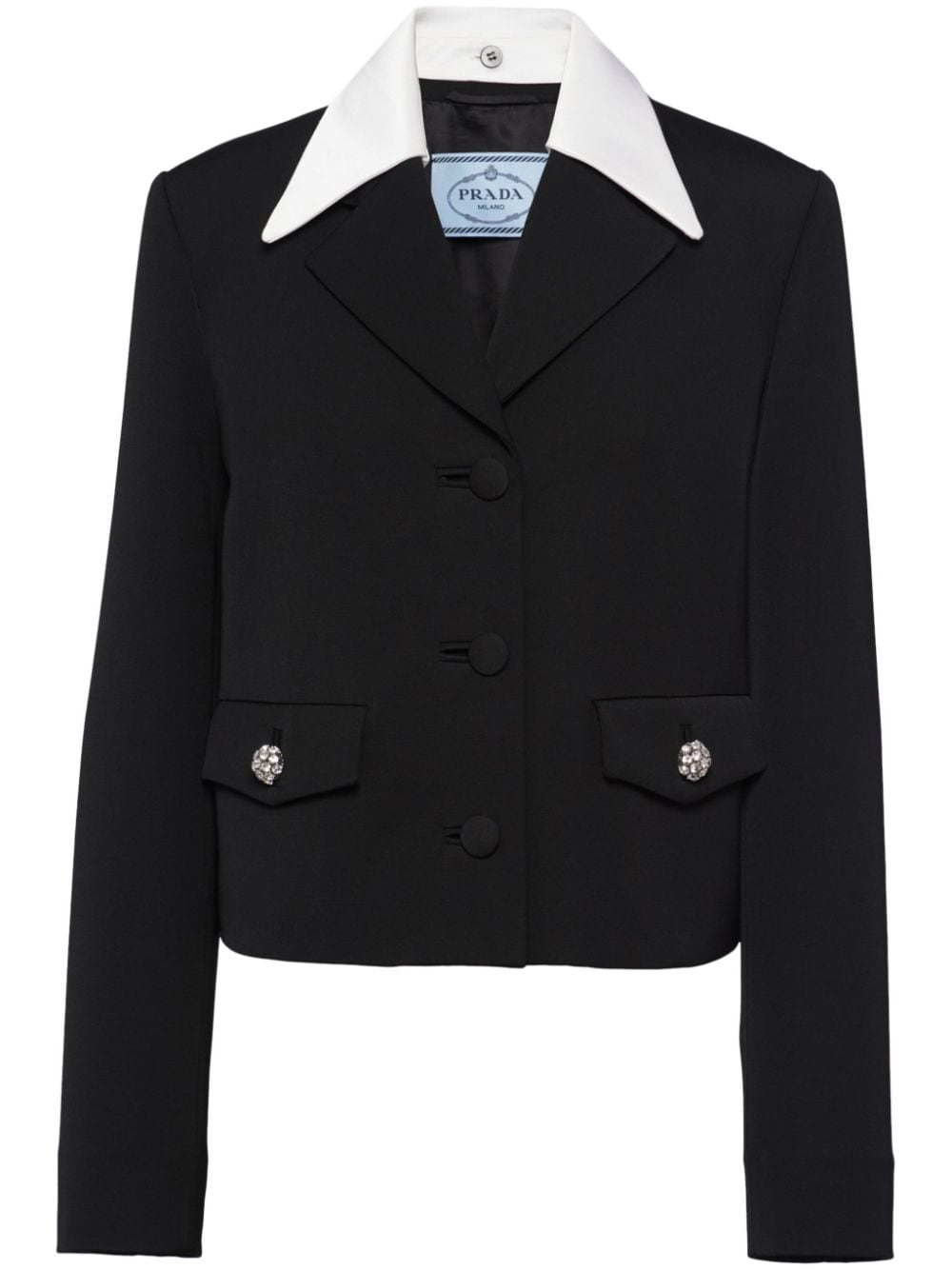 Prada contrast-trim wool blazer - Blue von Prada