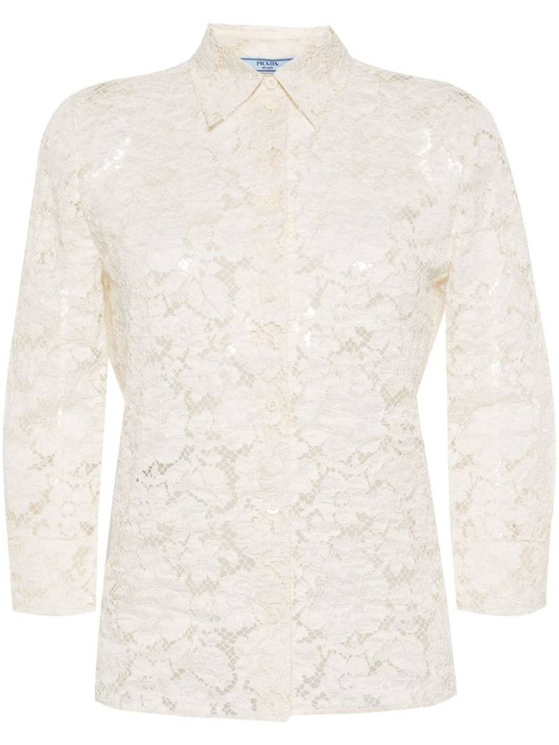 Prada corded-lace shirt - Neutrals von Prada