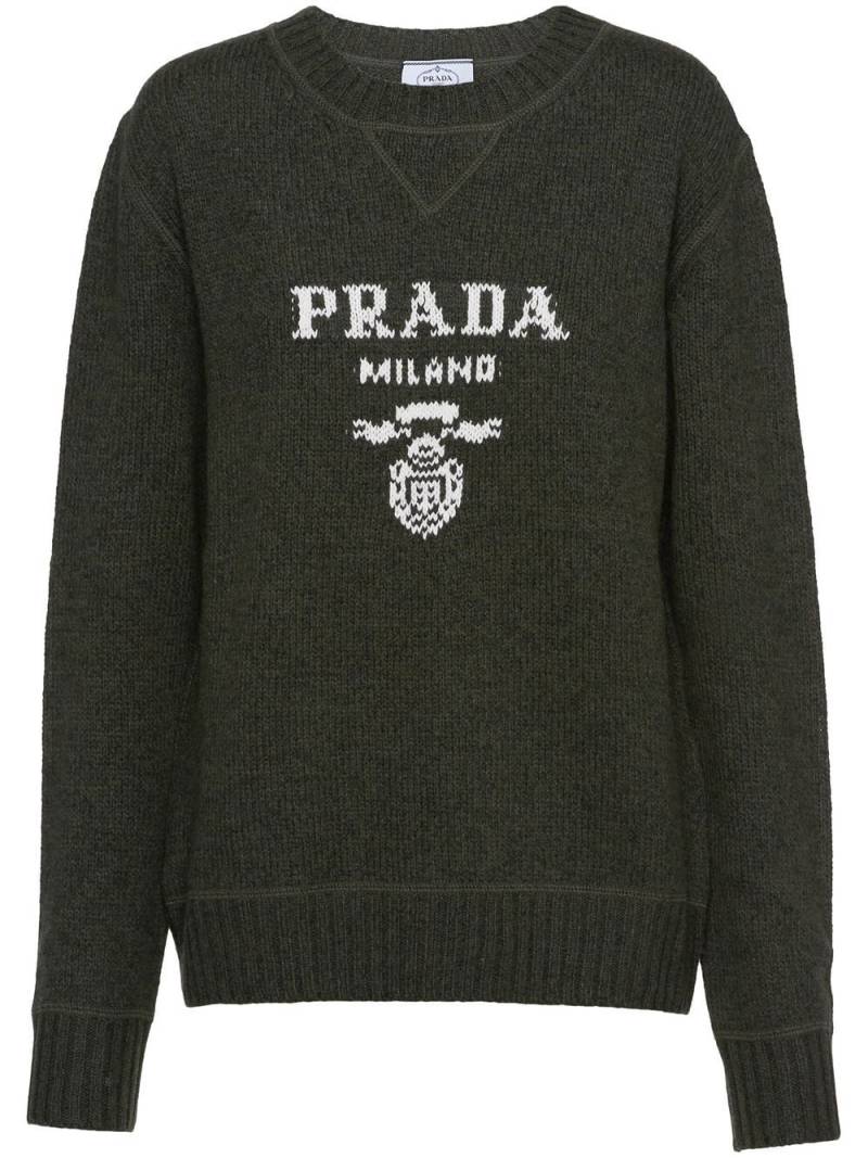 Prada logo-intarsia cashmere-wool jumper - Green von Prada