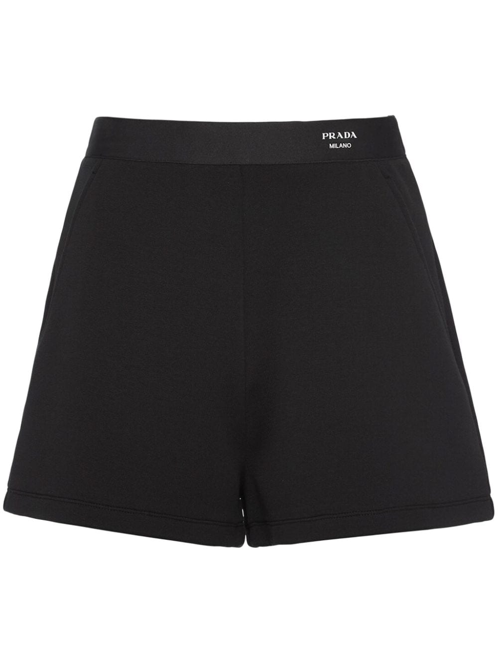 Prada logo-waistband cotton shorts - Black von Prada