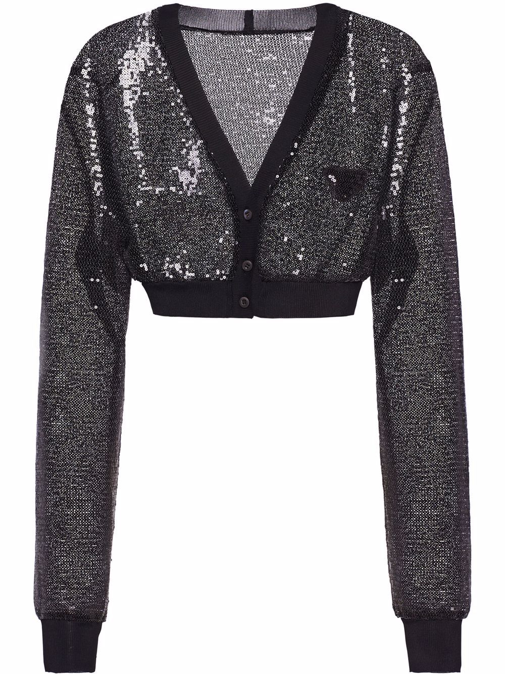 Prada cropped sequin-embroidered cardigan - Black von Prada