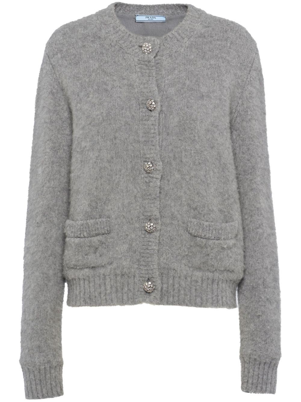 Prada crystal-button cashmere cardigan - Grey von Prada