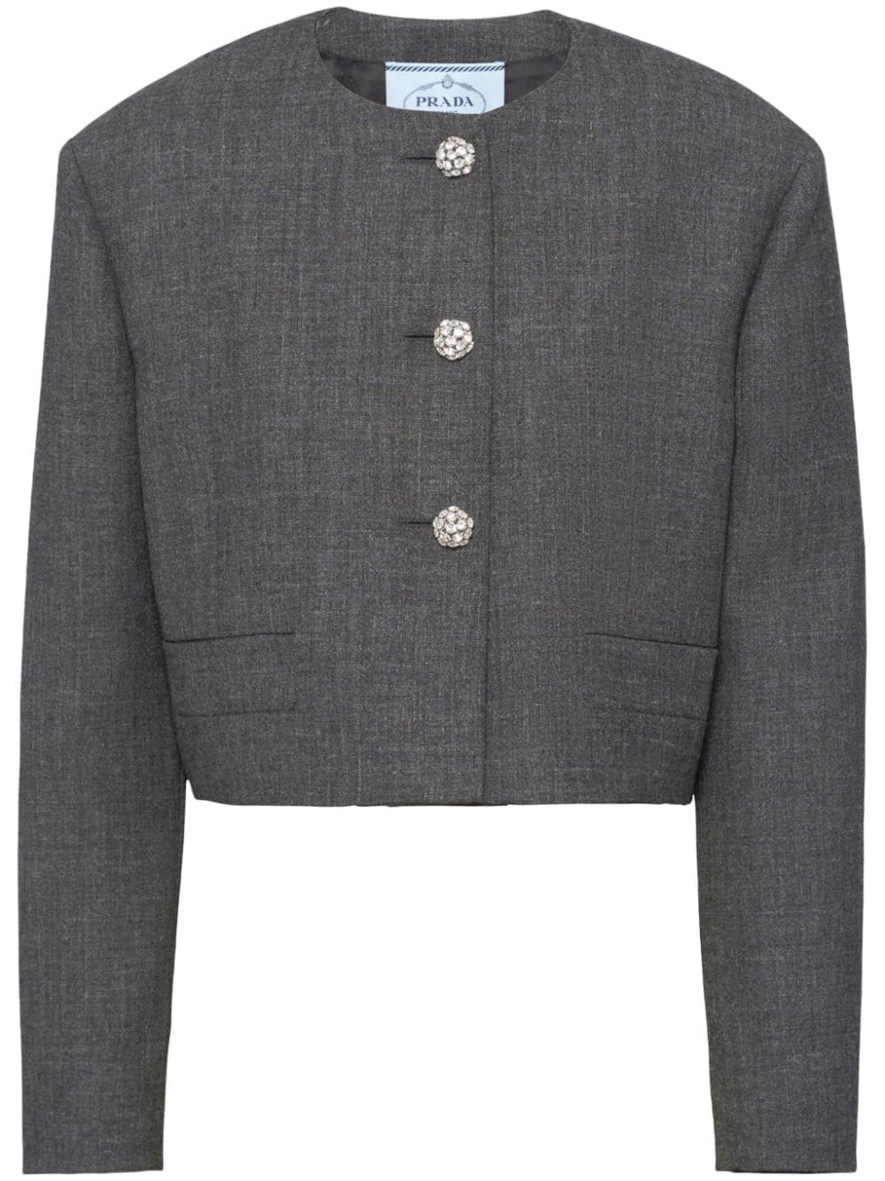Prada crystal-buttons cropped jacket - Grey von Prada
