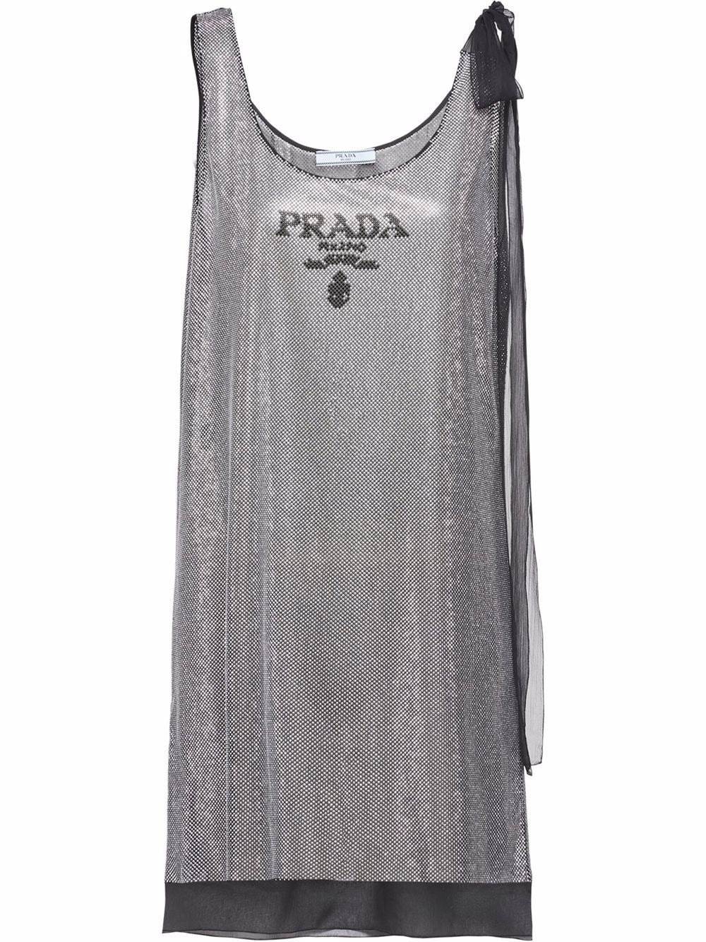 Prada crystal-embellished chiffon dress - Silver von Prada