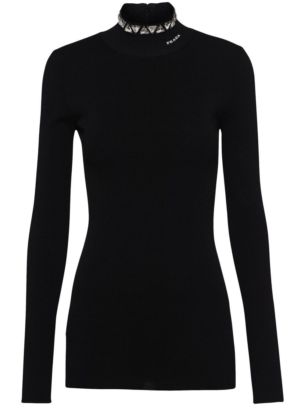 Prada crystal-embellished roll-neck jumper - Black von Prada