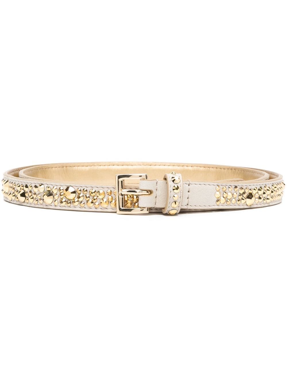 Prada crystal-embellished leather buckle belt - Gold von Prada