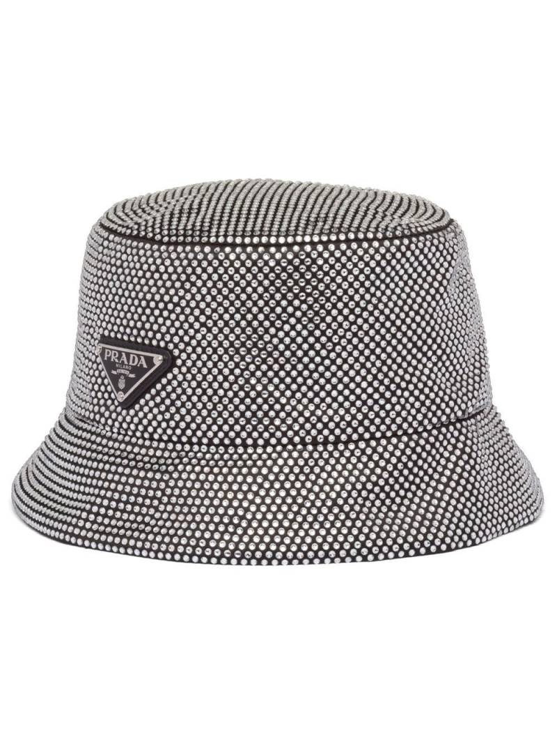 Prada crystal-embellished satin bucket hat - Black von Prada