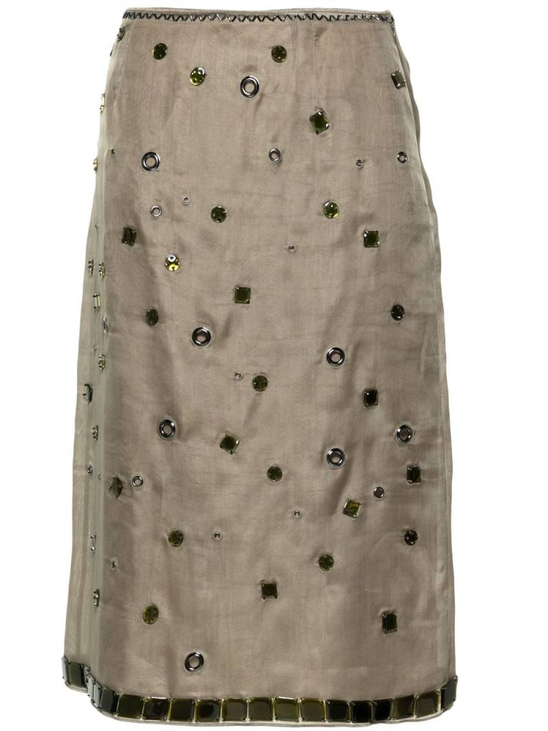 Prada crystal-embellished silk midi skirt - Green von Prada