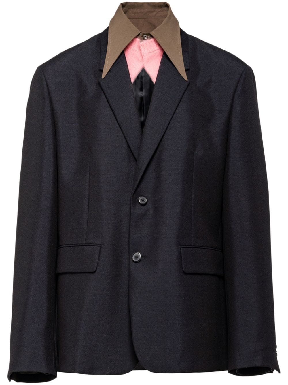 Prada detachable-collar wool blazer - Blue von Prada