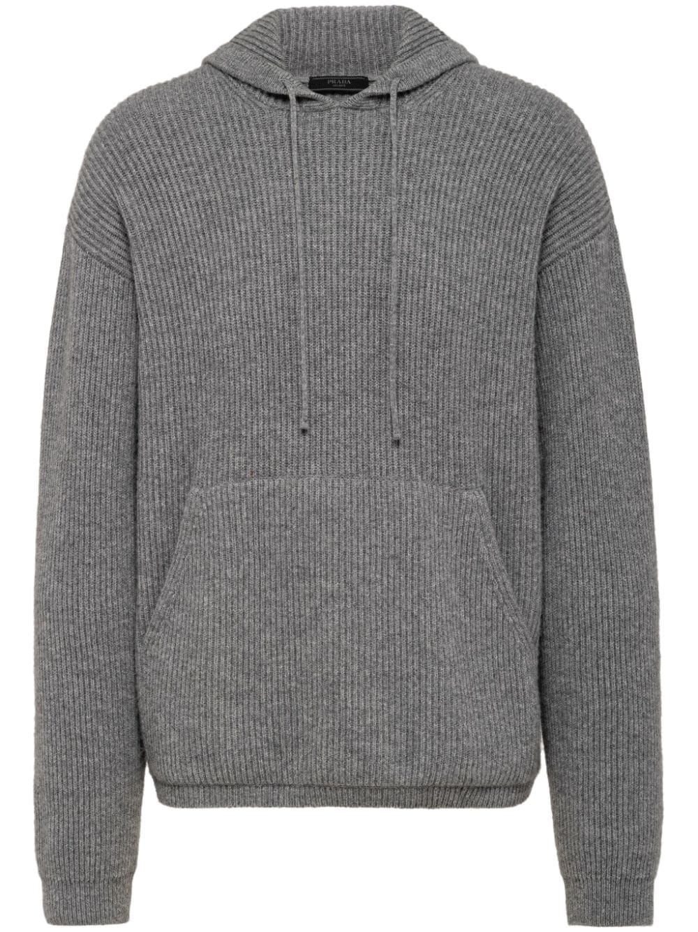 Prada ribbed-knit cashmere hoodie - Grey von Prada