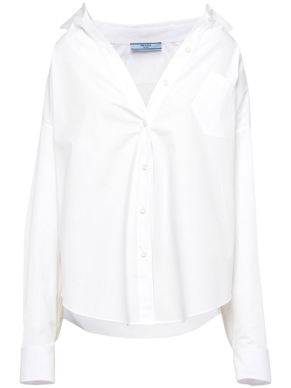 Prada logo-embroidered poplin shirt - White von Prada