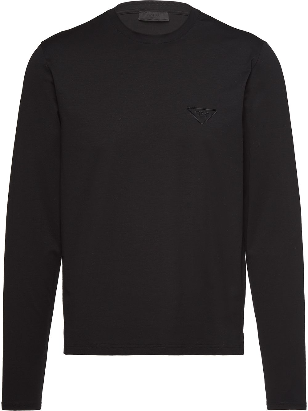 Prada embroidered logo long-sleeve T-shirt - Black von Prada