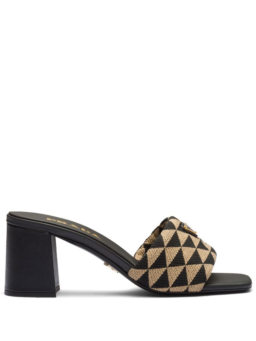 Prada logo-plaque slip-on sandals - Black von Prada