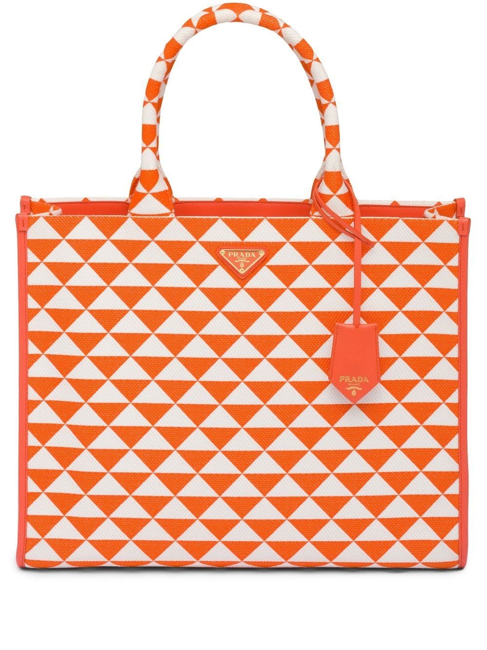 Prada large Symbole embroidered tote bag - Orange von Prada