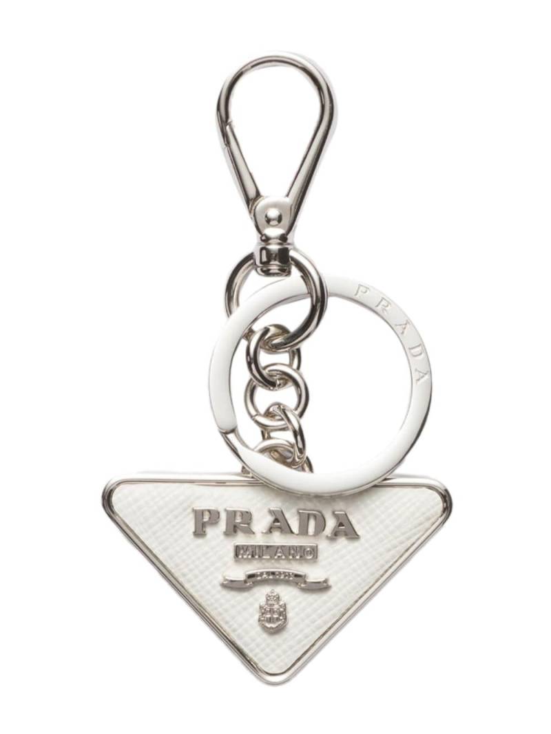 Prada enamel-logo key chain - White von Prada