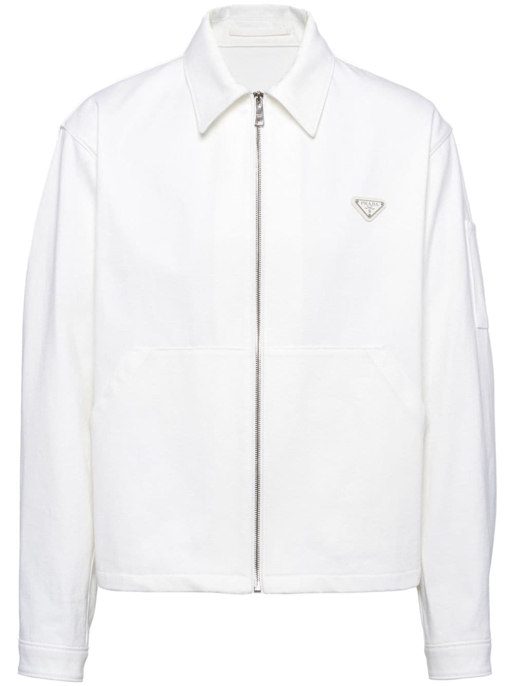 Prada enamel-triangle denim jacket - White von Prada