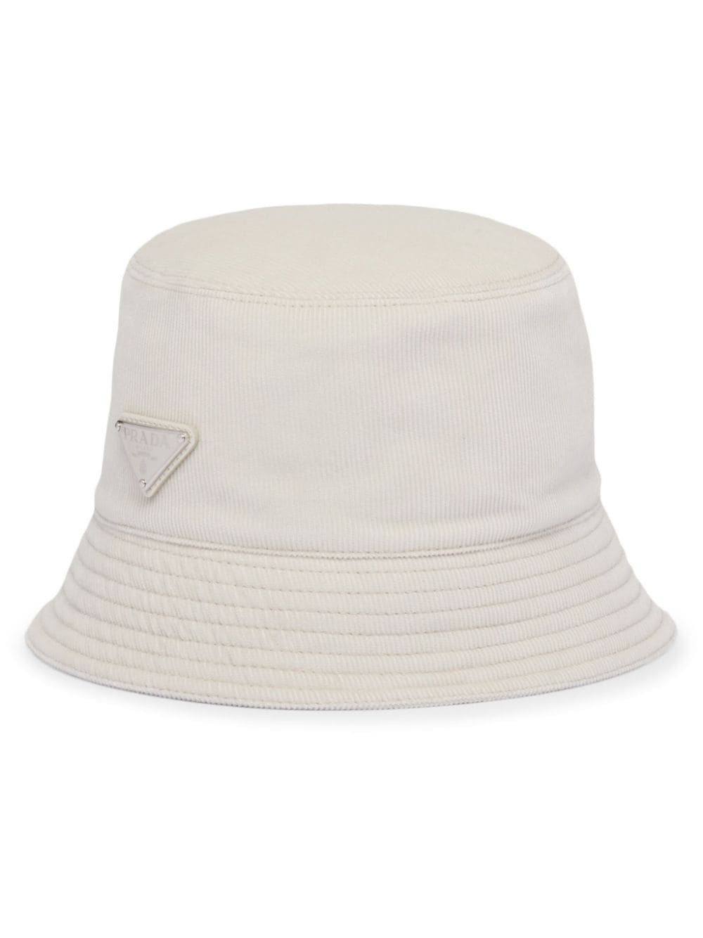 Prada triangle-logo corduroy bucket hat - Neutrals von Prada