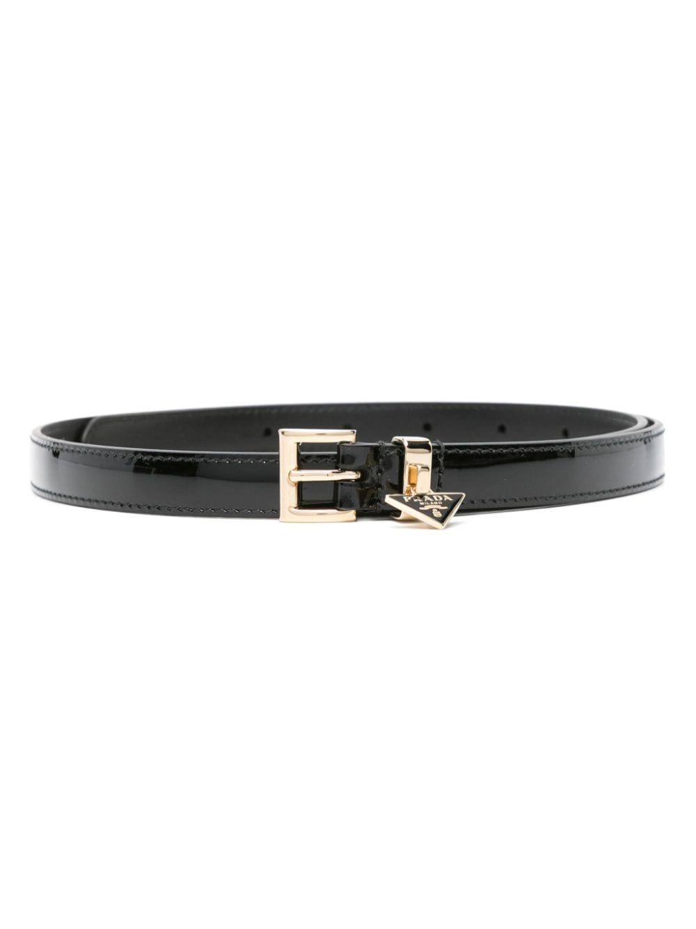 Prada triangle logo-embellished patent belt - Black von Prada