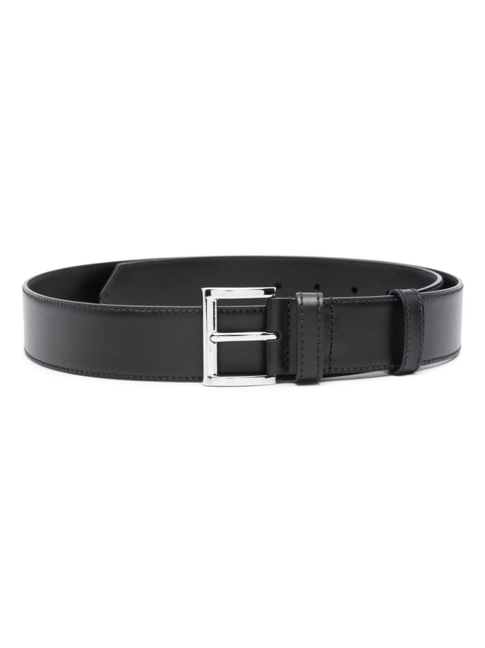Prada enamel-triangle-logo leather belt - Black von Prada