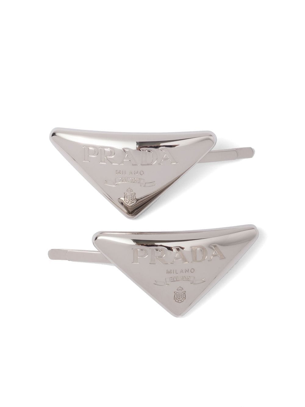 Prada triangle-logo hair clips (set of two) - Silver von Prada