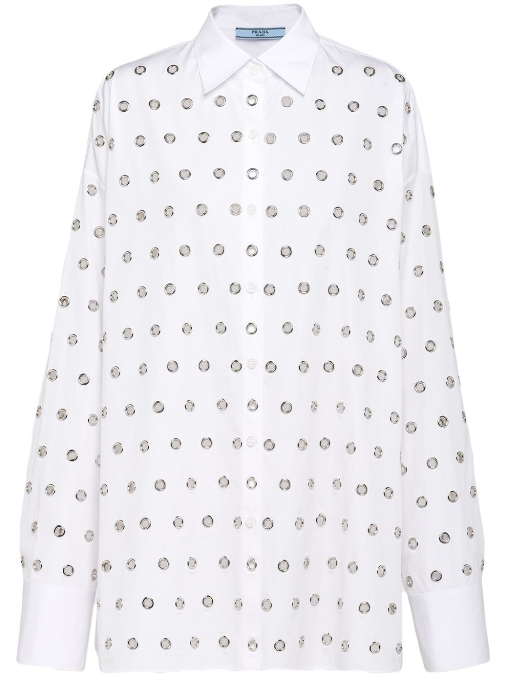 Prada eyelet-embellished cotton shirt - White von Prada