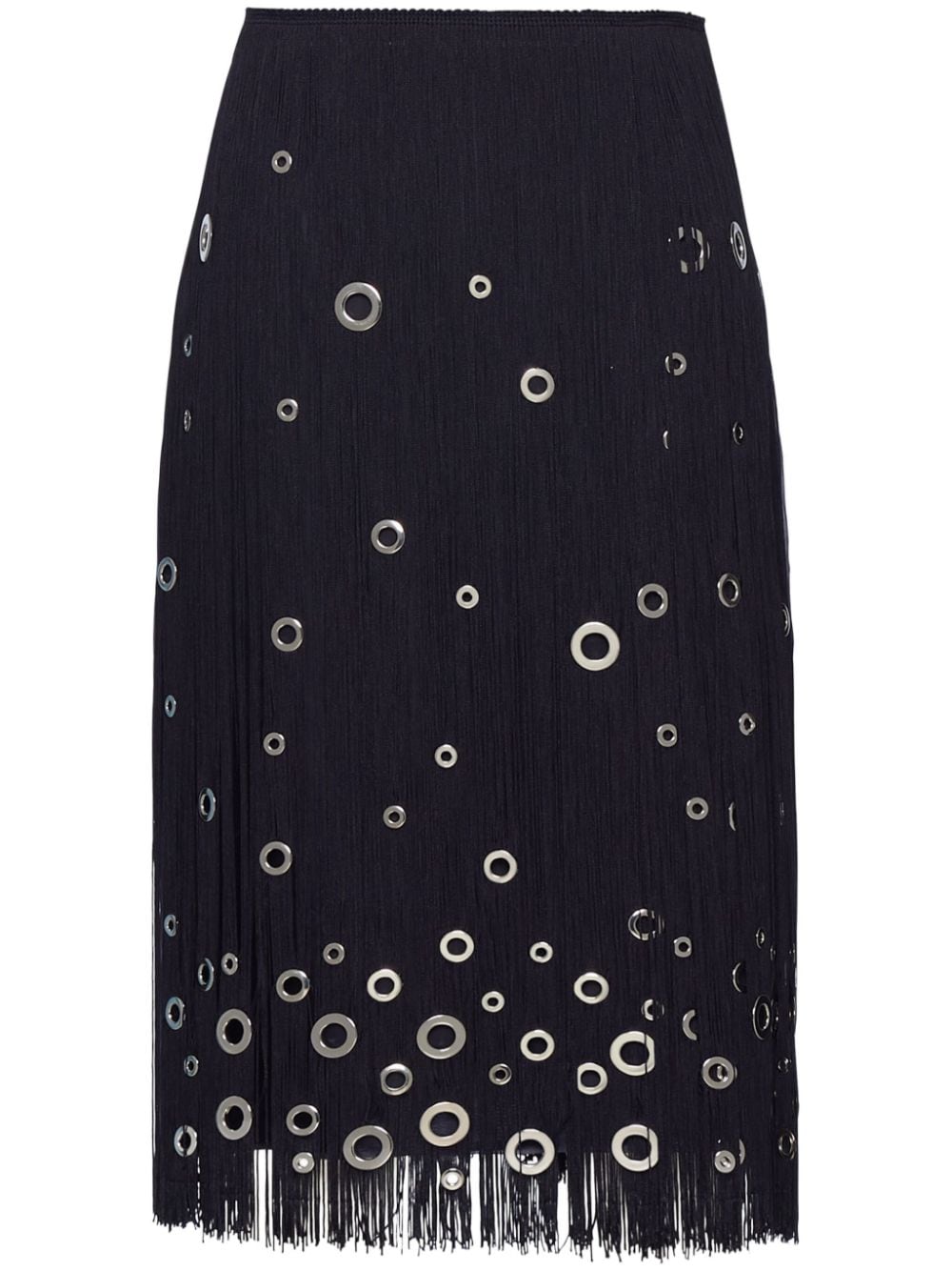 Prada eyelet-embellished fringe skirt - Blue von Prada