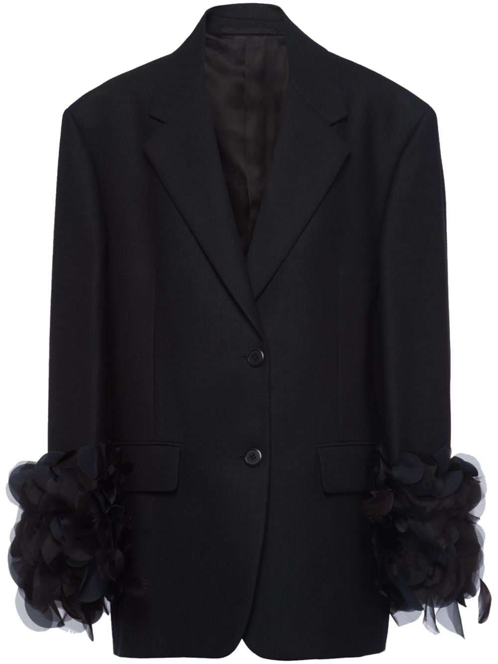 Prada feather-trim wool blazer - Black von Prada