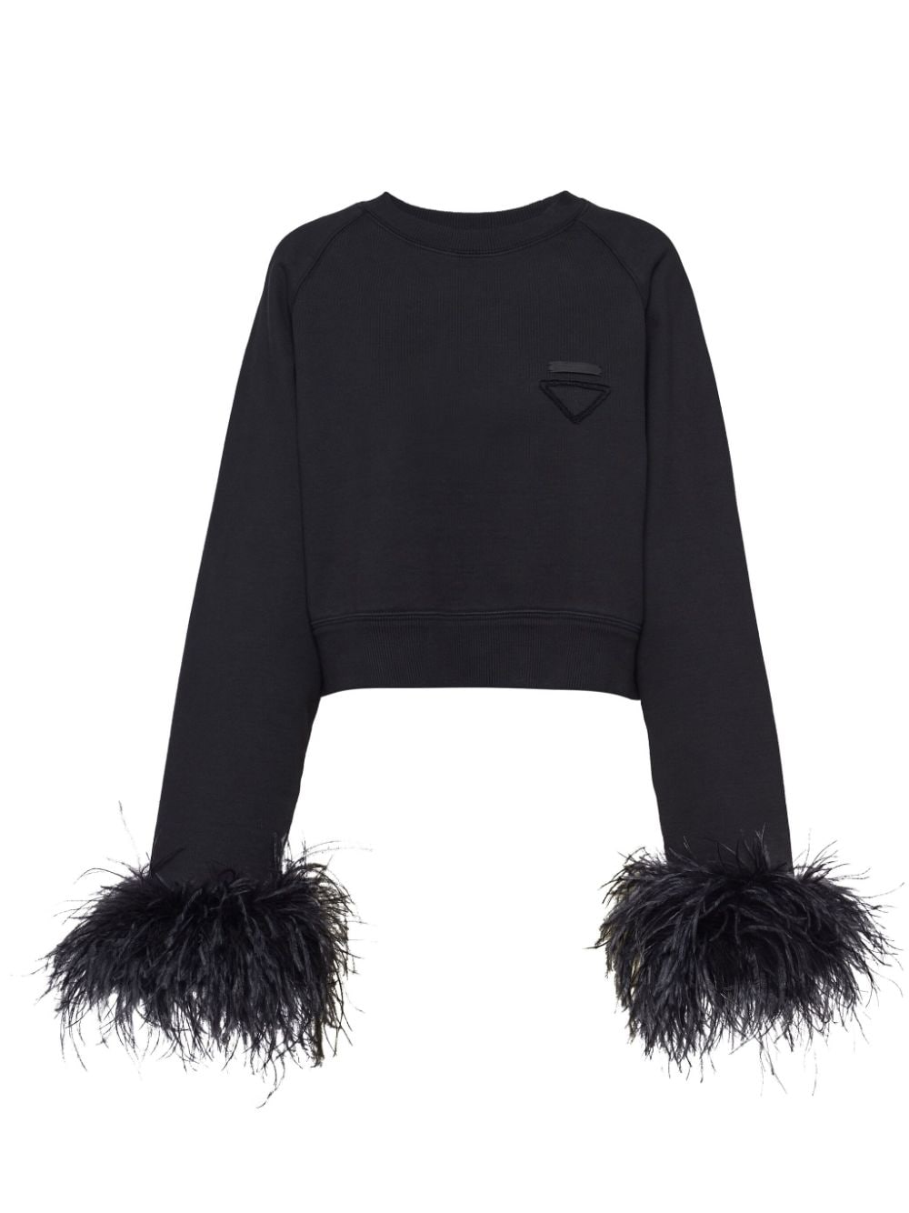 Prada feather-trim cotton sweatshirt - Black von Prada