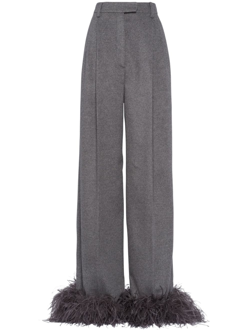 Prada feather-trim cashmere trousers - Grey von Prada