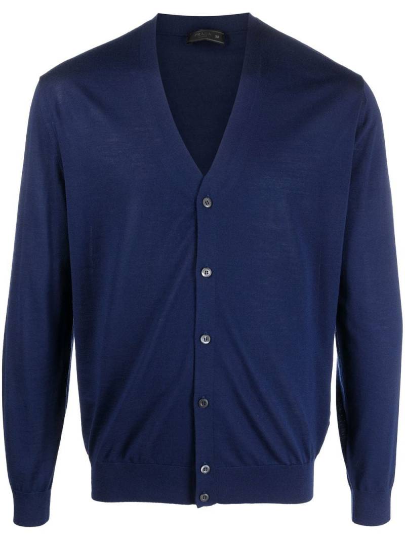 Prada fine-knit V-neck cardigan - Blue von Prada