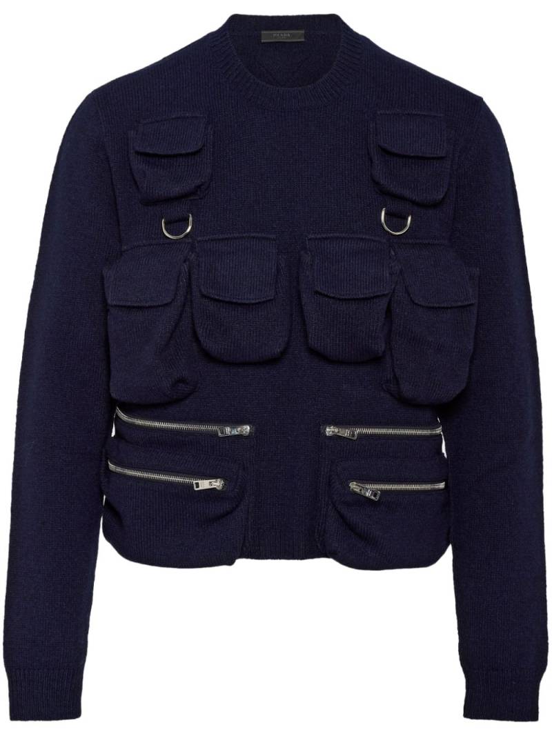 Prada flap-pocket shetland wool jumper - Blue von Prada