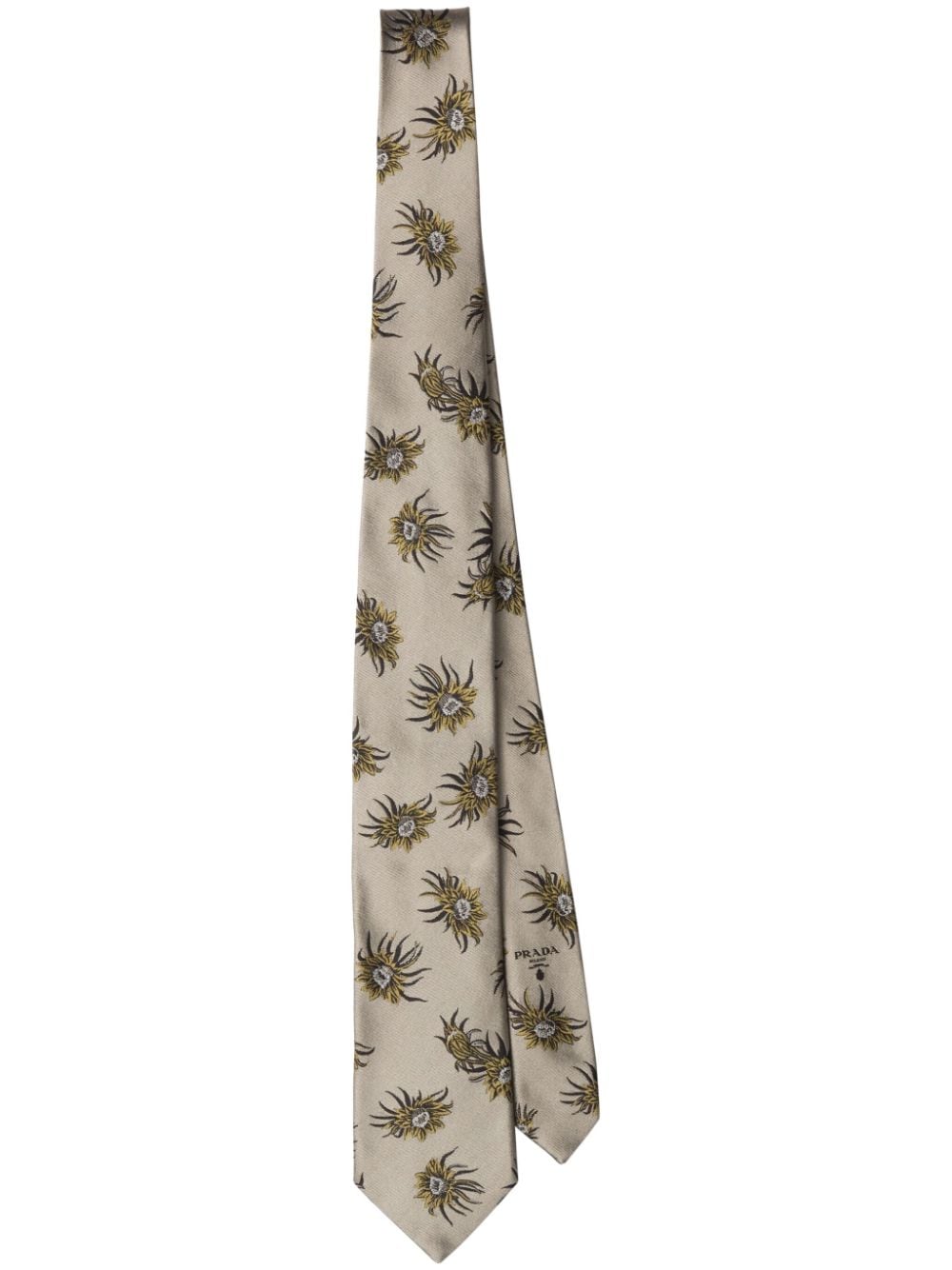 Prada floral-embroidered silk tie - Neutrals von Prada
